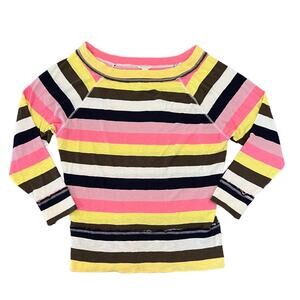 Caslon Yellow, Pink, Navy, Green & Ivory Light Weight Boatneck Sweater - SIZE M